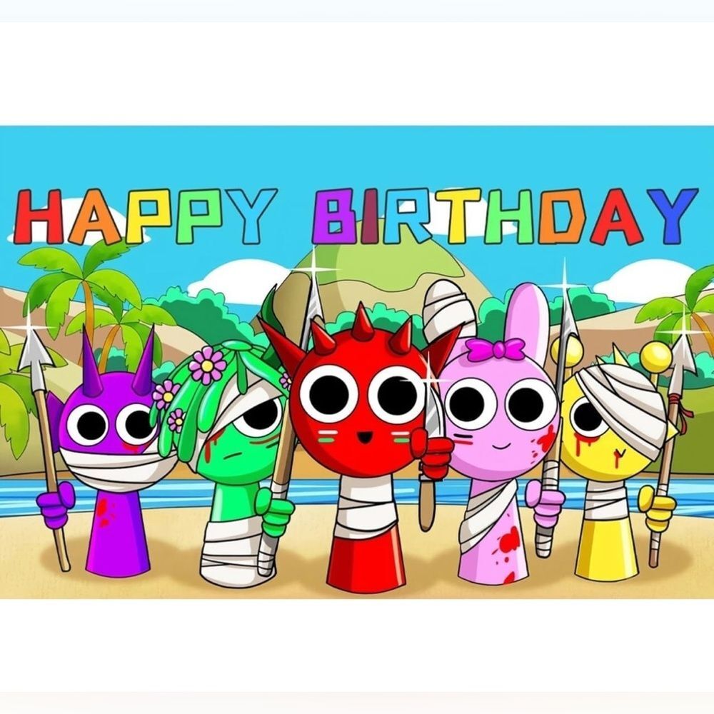 NWT Sprunki Theme Birthday Party Decoration Banner